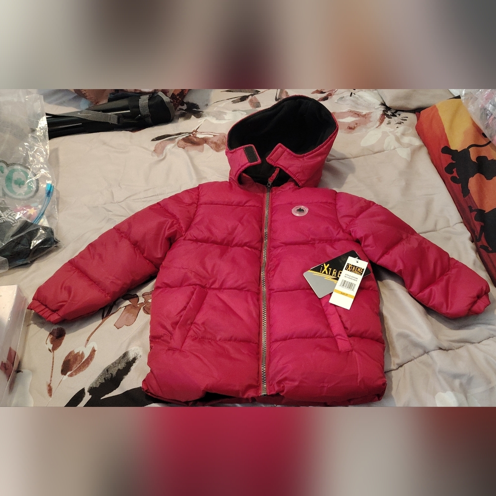 Red Puffer Jacket with Hood